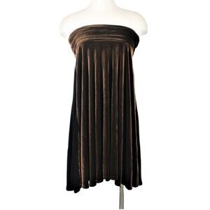 Lapis A-Line Skirt Doubles as a Dress Brown Velvet Rolled Waist Women's Size S